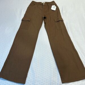 NWT Altar’d State Brown Denim Cargo Jeans Wide Leg XS
